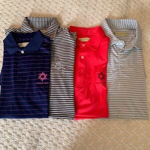 Donald Ross Mens Polo Golf shirt Set of 4- Navy, Black, Red, Light Blue Medium